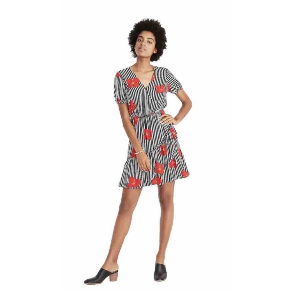Madewell Ruffle-Wrap Dress in Candied Orchids Size 4